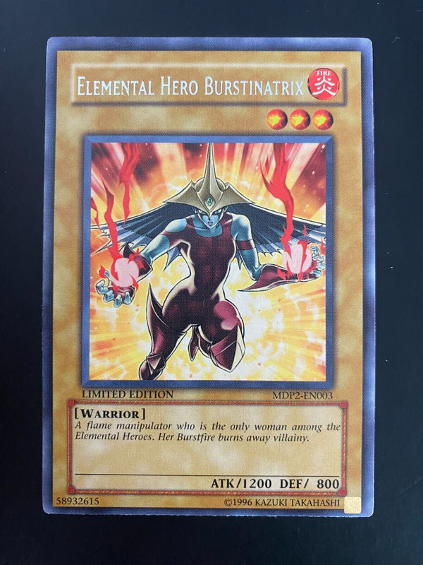 Yugioh Elemental Hero Burstinatrix MDP2-EN003 Rare Limited Edition VLP