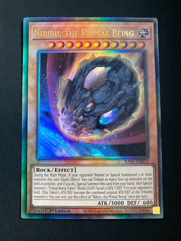 Yugioh Nibiru, the Primal Being RA01-EN015 Prismatic Ultimate Rare 1st Ed NM