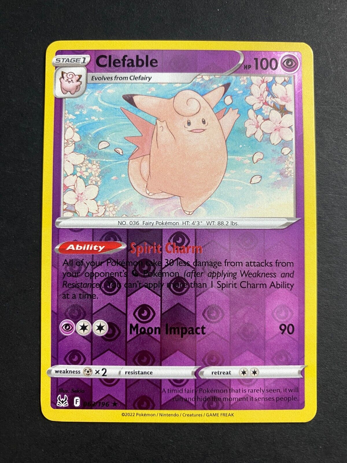 Pokemon Clefable 063/196 Lost Origin Reverse Holo NM