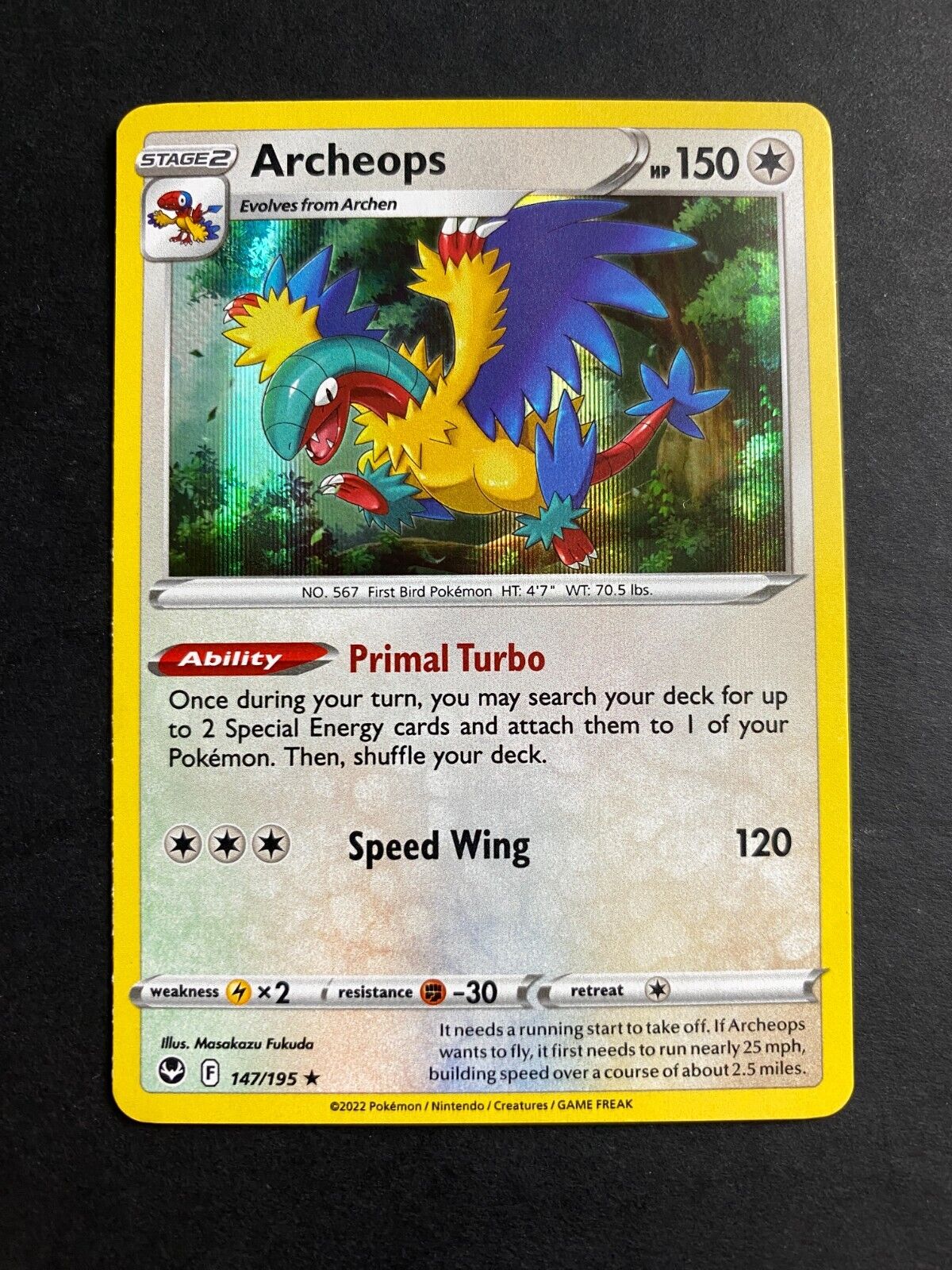 Pokemon Archeops 147/195 Silver Tempest Holo VLP/NM