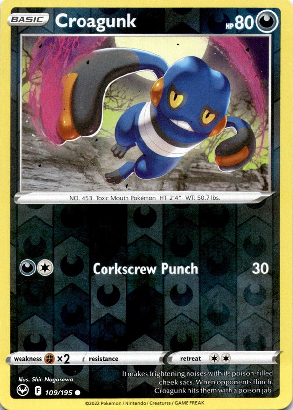 Pokemon Croagunk 109/195 Silver Tempest Reverse Holo NM