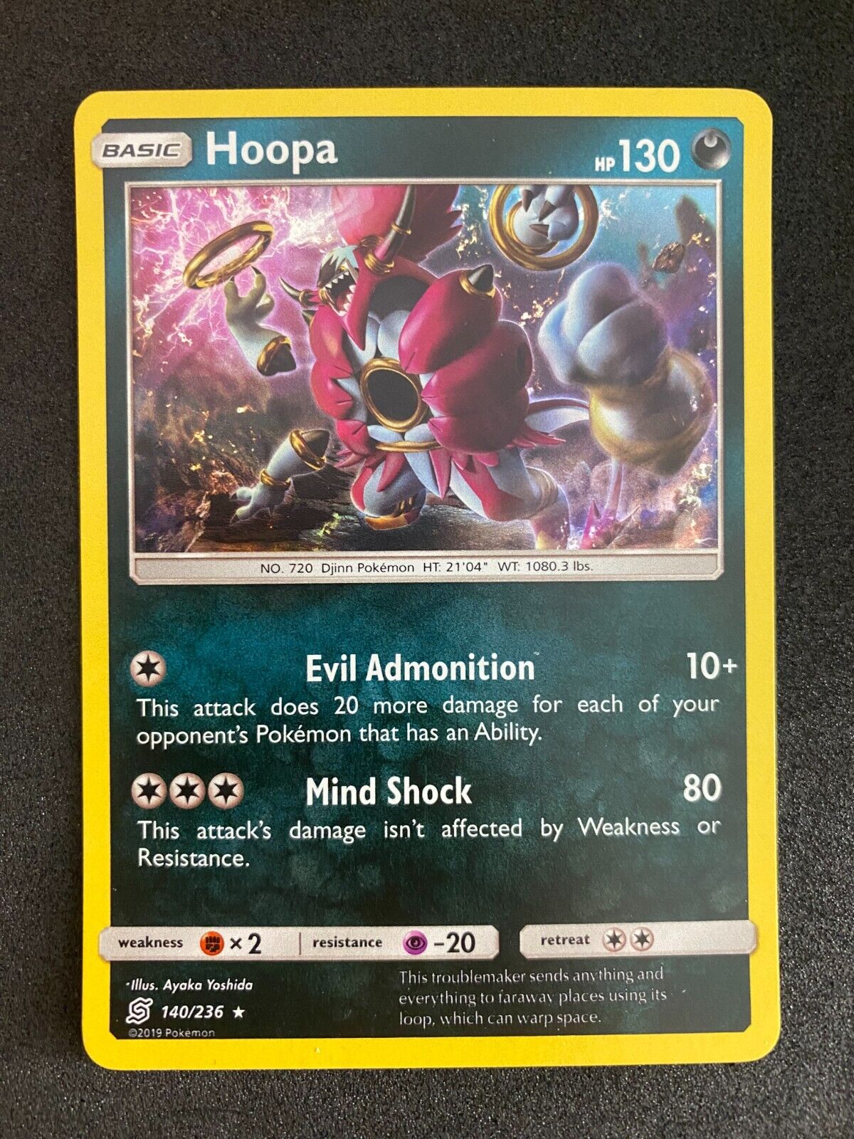 Pokemon Hoopa 140/236 Unified Minds Holo NM