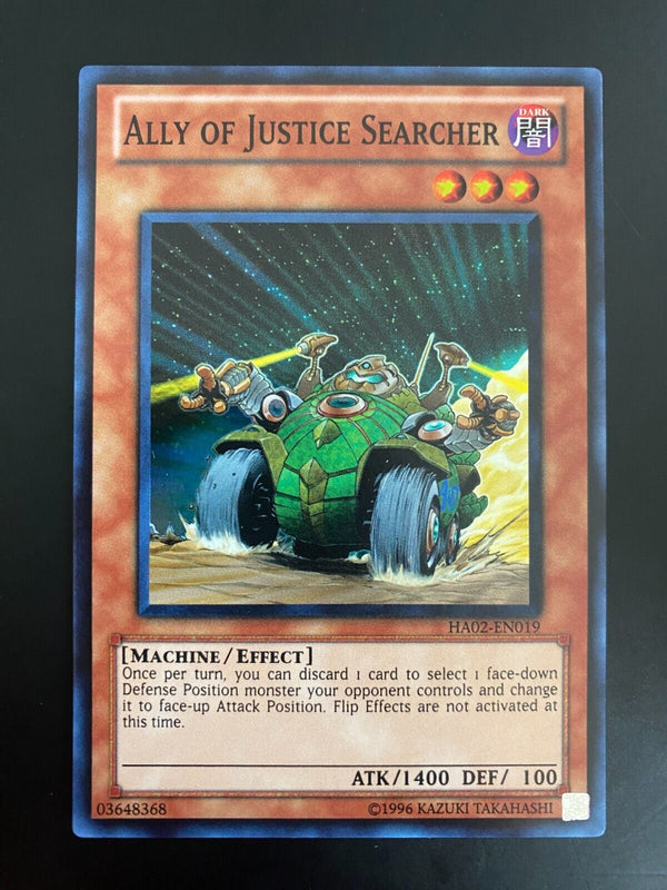 Yugioh Ally of Justice Searcher HA02-EN019 Super Rare Unlimited Edition NM/MINT