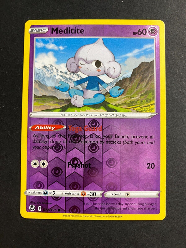 Pokemon Meditite 072/195 Silver Tempest Reverse Holo NM