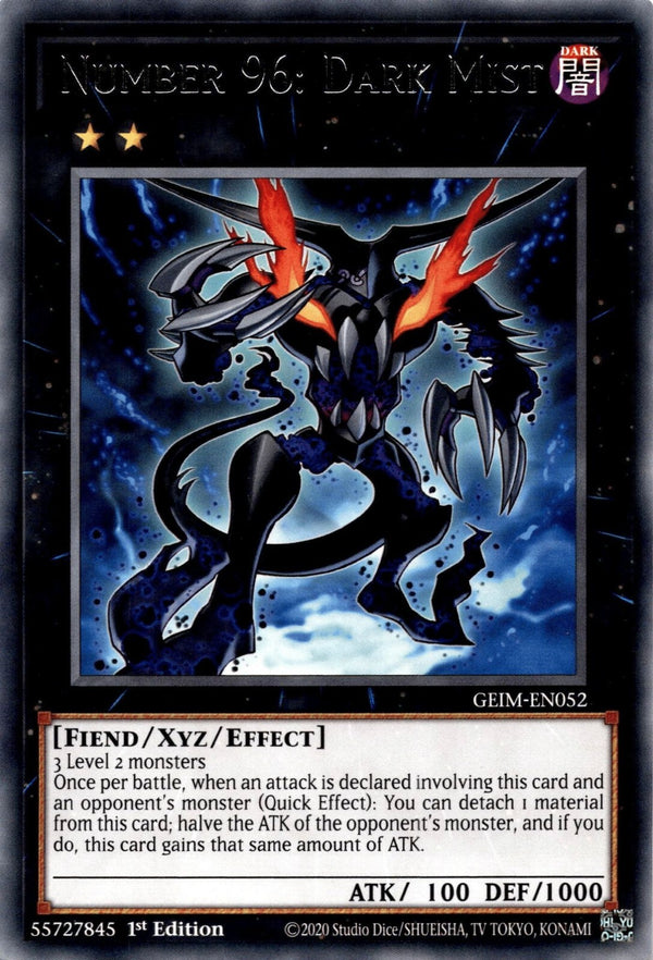 Yugioh Number 96: Dark Mist GEIM-EN052 Rare 1st Edition NM