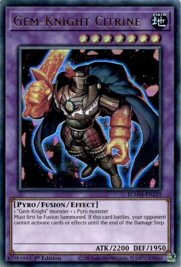 Yugioh Gem-Knight Citrine BLMM-EN139 Ultra Rare 1st Edition NM