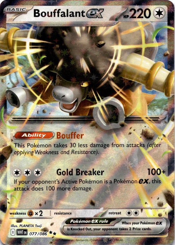 Pokemon Bouffalant ex 077/086 White Flare Full Art Holo NM
