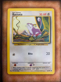 Pokemon Rattata 61/102 Base Set MP-LP