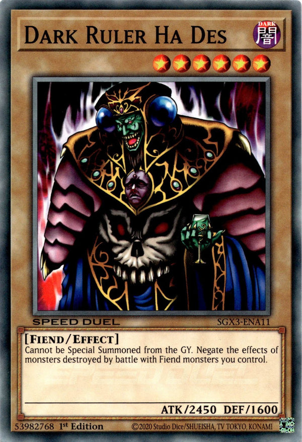 Yugioh Dark Ruler Ha Des SGX3-ENA11 Speed Duel Common 1st Edition NM