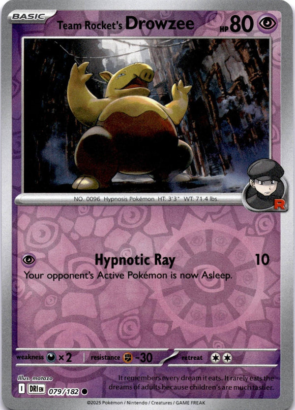 Pokemon Team Rocket's Drowzee 079/182 Destined Rivals Reverse Holo NM