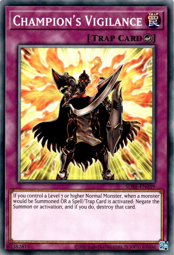 Yugioh Champion's Vigilance SDBE-EN039 Common 1st Edition NM