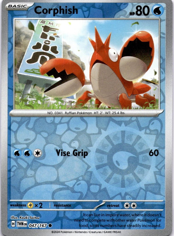 Pokemon Corphish 047/167 Twilight Masquerade Reverse Holo NM