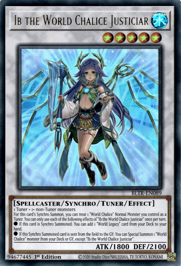 Yugioh Ib the World Chalice Justiciar BLTR-EN089 Ultra Rare 1st Edition NM