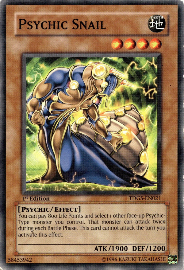 Yugioh Psychic Snail TDGS-EN021 Common 1st Edition HP