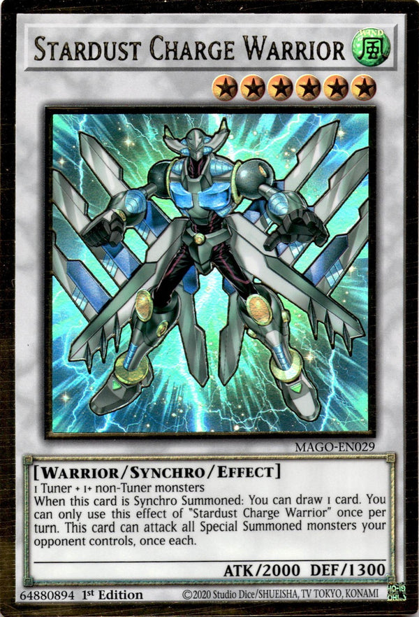 Yugioh Stardust Charge Warrior MAGO-EN029 Premium Gold Rare 1st Edition NM