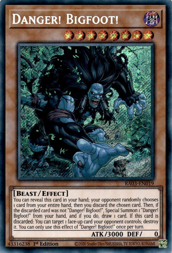 Yugioh Danger! Bigfoot! RA03-EN019 Secret Rare 1st Edition NM