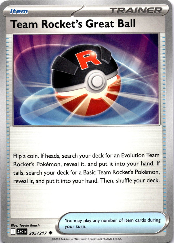 Pokemon Team Rocket's Great Ball 205/217 Ascended Heroes Non Holo NM
