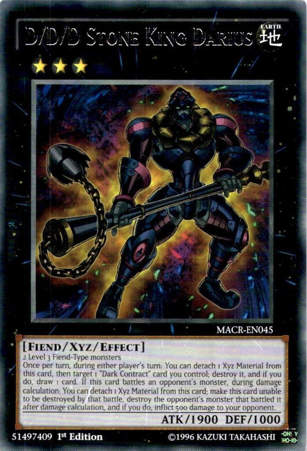 Yugioh D/D/D Stone King Darius MACR-EN045 Rare 1st Edition VLP/NM