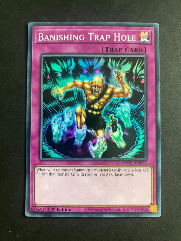 Yugioh Banishing Trap Hole DUNE-EN077 Super Rare 1st Edition NM