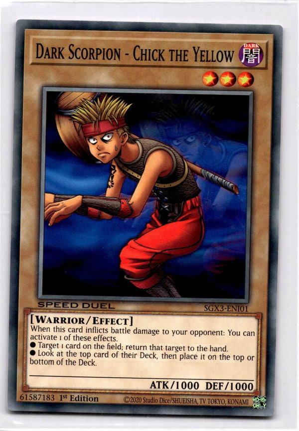 Yugioh Dark Scorpion - Chick the Yellow SGX3-ENI01 Common 1st Edition NM