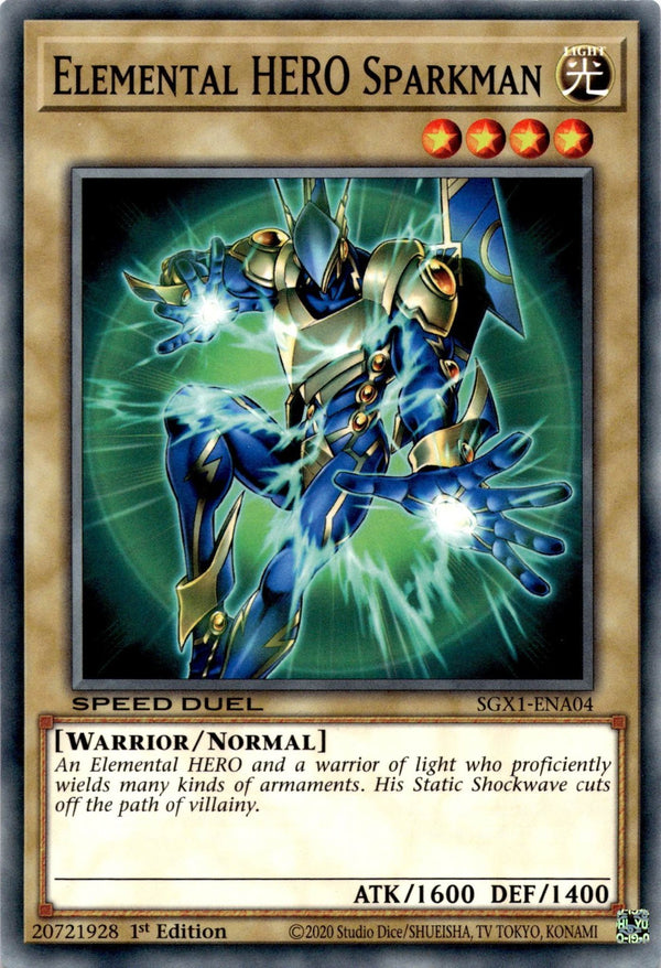 Yugioh Elemental HERO Sparkman SGX1-ENA04 Speed Duel Common 1st Edition NM