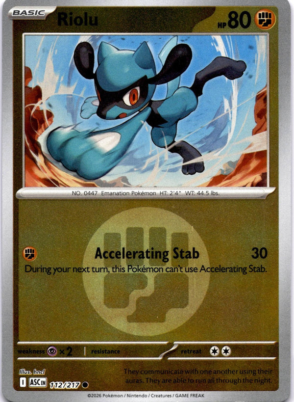 Pokemon Riolu 112/217 Ascended Heroes Energy Reverse Holo NM