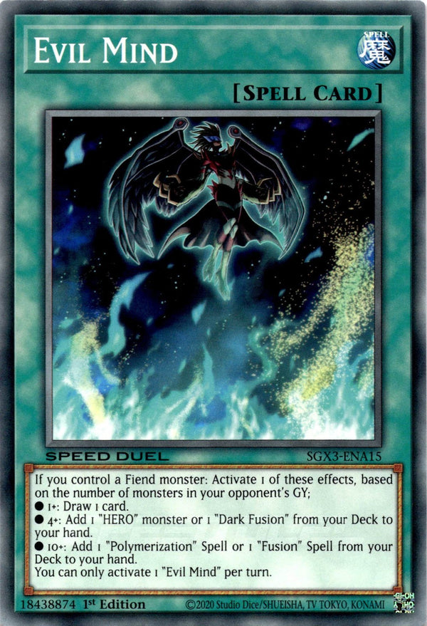 Yugioh Evil Mind SGX3-ENA15 Speed Duel Common 1st Edition NM