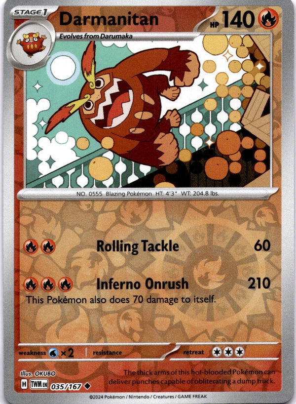 Pokemon Darmanitan 035/167 Twilight Masquerade Reverse Holo NM