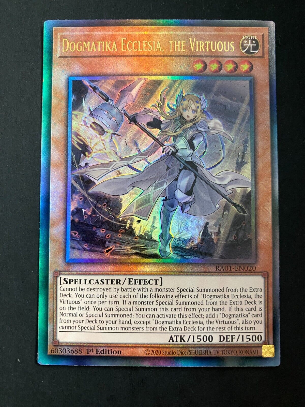 Yugioh Dogmatika Ecclesia, the Virtuous RA01-EN020 Ultimate Rare 1st Ed VLP/NM