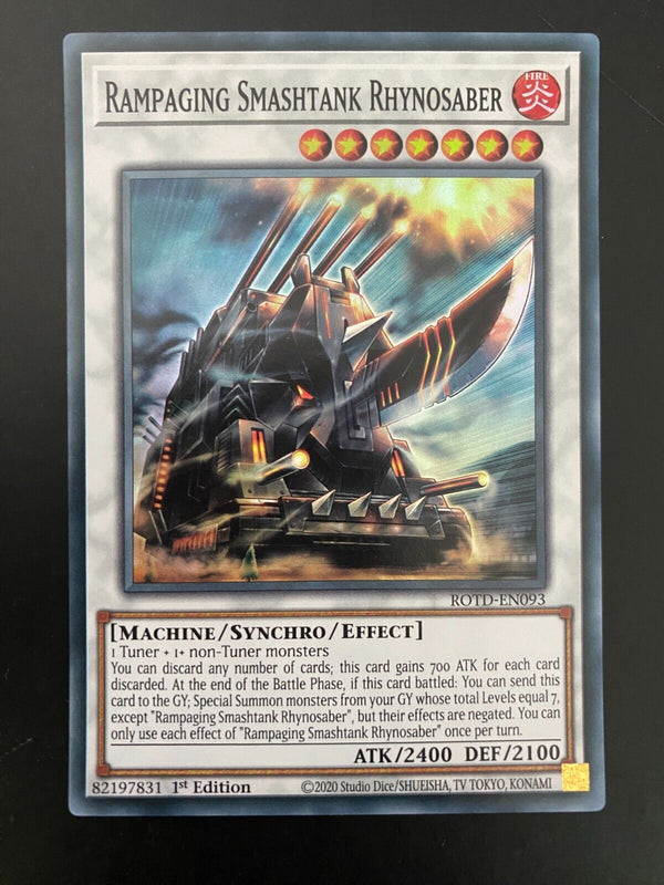 Yugioh Rampaging Smashtank Rhynosaber ROTD-EN093 Super Rare 1st Edition NM/MINT