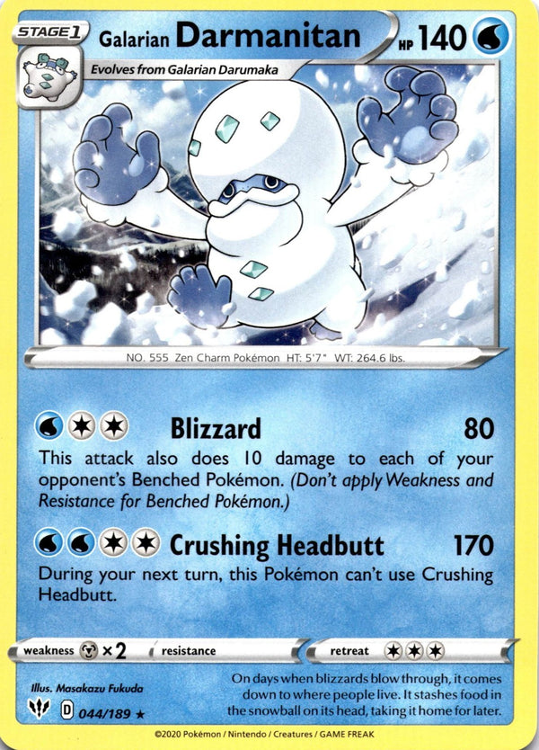 Pokemon Galarian Darmanitan 044/189 Darkness Ablaze Non Holo NM