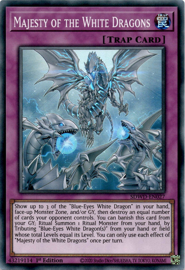 Yugioh Majesty of the White Dragons SDWD-EN027 Super Rare 1st Edition NM