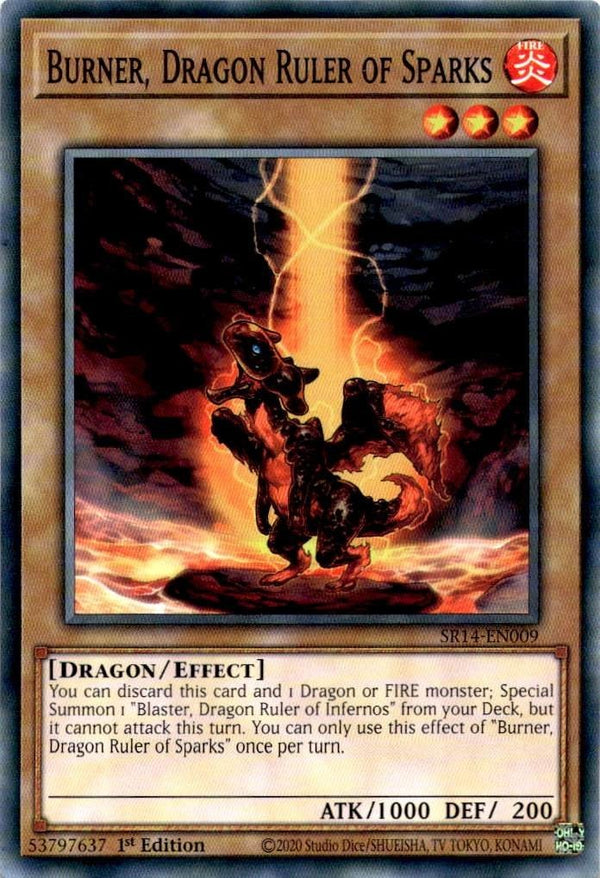 Yugioh Burner, Dragon Ruler of Sparks SR14-EN009 Common 1st Edition NM