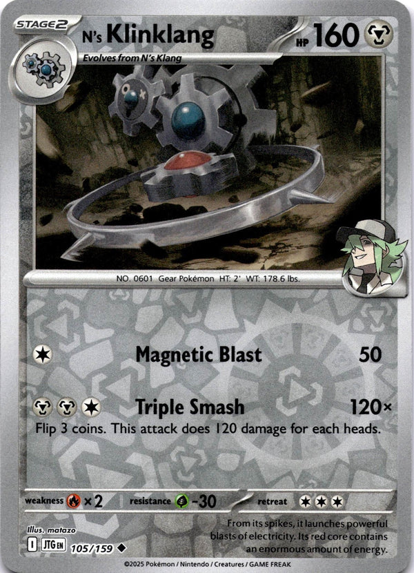Pokemon N's Klinklang 105/159 Journey Together Reverse Holo NM