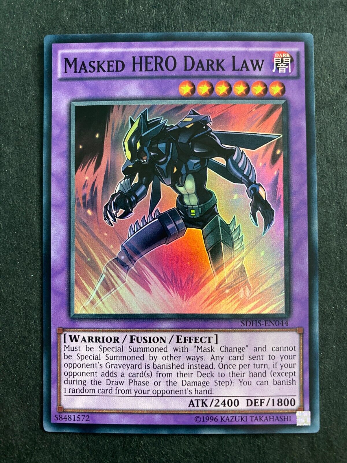 Yugioh Masked Hero Dark Law SDHS-EN044 Super Rare Unlimited Edition NM