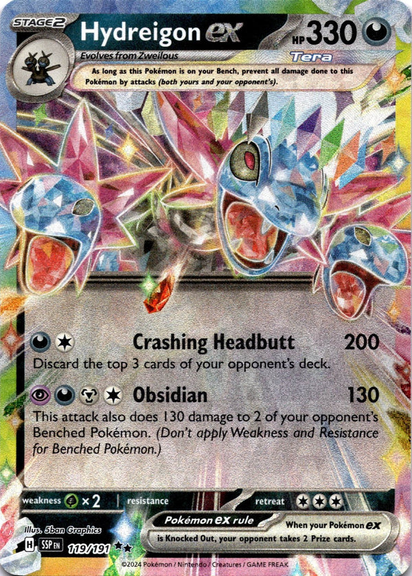 Pokemon Hydreigon ex 119/191 Surging Sparks Full Art Holo NM