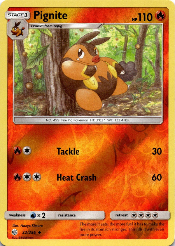 Pokemon Pignite 32/236 Cosmic Eclipse Reverse Holo NM