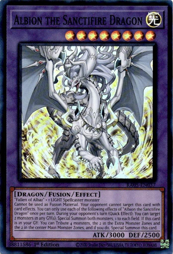 Yugioh Albion the Sanctifire Dragon RA05-EN037 NA Print Super Rare 1st Ed NM