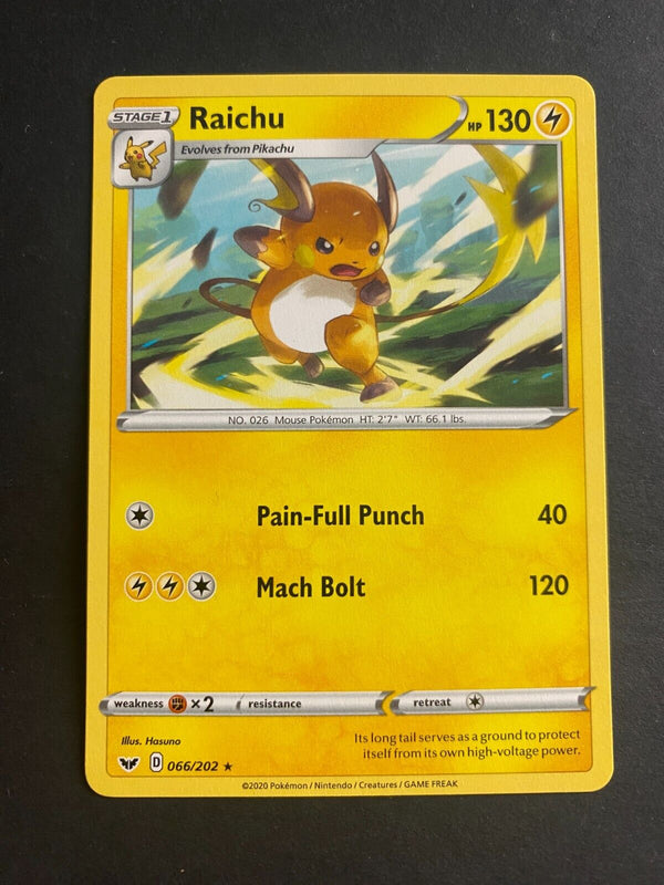 Pokemon Raichu 066/202 Sword Shield Base Rare Non Holo NM