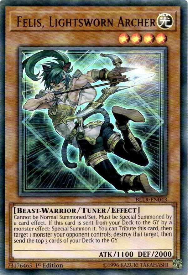 Yugioh Felis, Lightsworn Archer BLLR-EN043 Ultra Rare 1st Edition LP