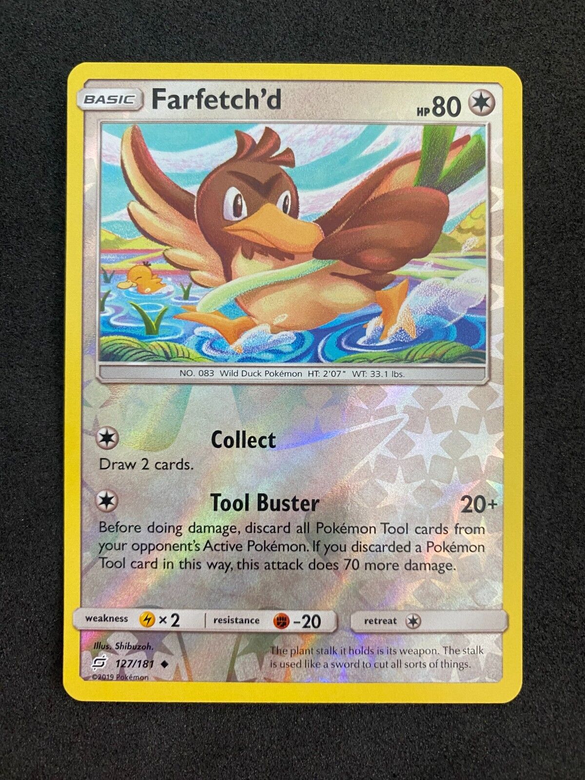 Pokemon Farfetch'd 127/181 Team Up Reverse Holo NM