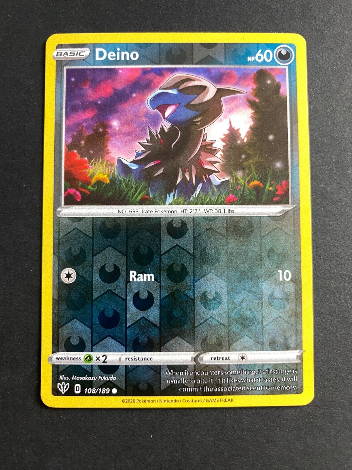 Pokemon Deino 108/189 Darkness Ablaze Reverse Holo NM