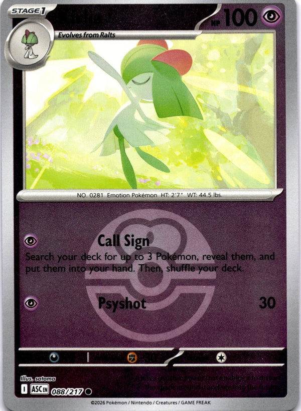 Pokemon Kirlia 088/217 Ascended Heroes Love Ball Reverse Holo NM