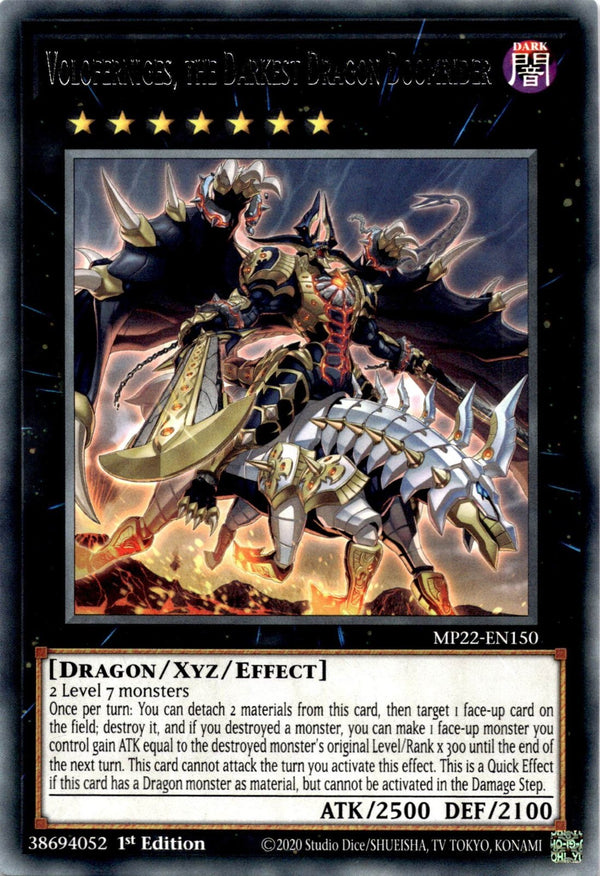 Yugioh Voloferniges, the Darkest Dragon Doomrider MP22-EN150 Rare 1st Edition NM