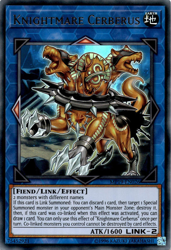 Yugioh Knightmare Cerberus MP19-EN026 Ultra Rare Unlimited Edition NM