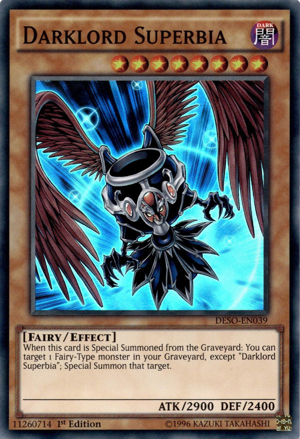 Yugioh Darklord Superbia DESO-EN039 Super Rare 1st Edition LP
