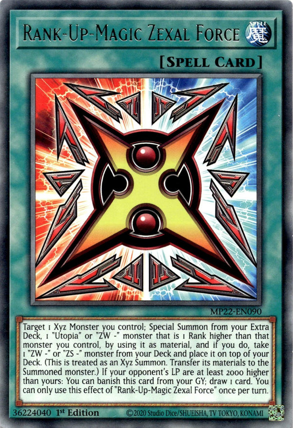 Yugioh Rank-Up-Magic Zexal Force MP22-EN090 Rare 1st Edition NM