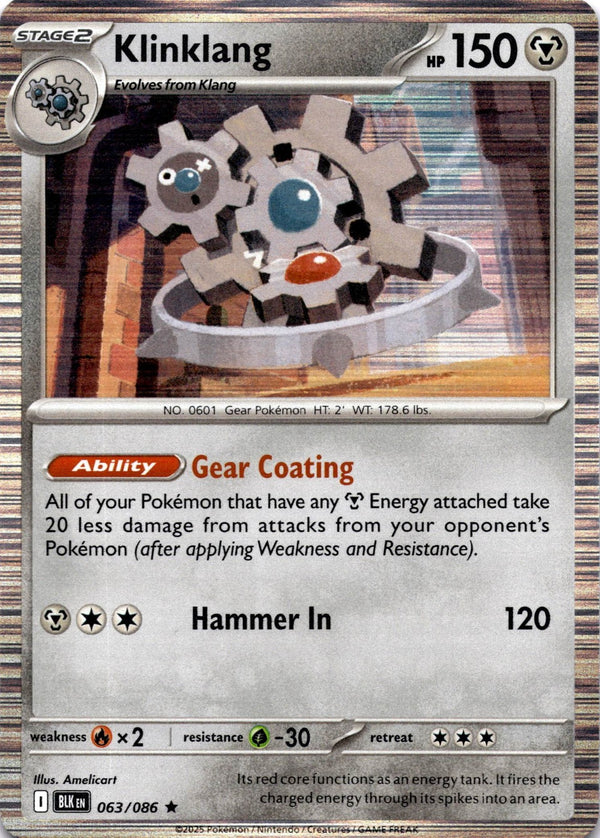 Pokemon Klinklang 063/086 Black Bolt Holo NM