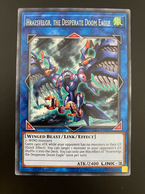 Yugioh Hraesvelgr, the Desperate Doom Eagle RIRA-EN082 Rare 1st Edition NM