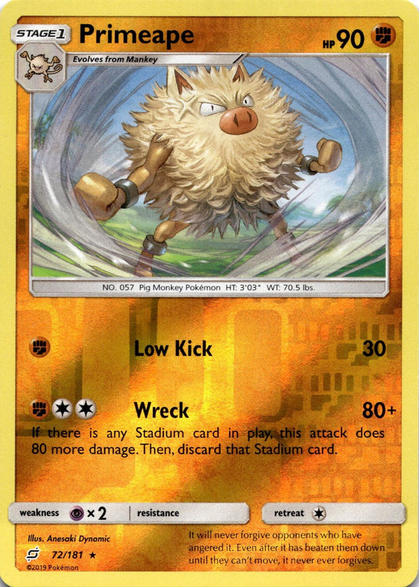 Pokemon Primeape 72/181 Team Up Reverse Holo VLP/NM